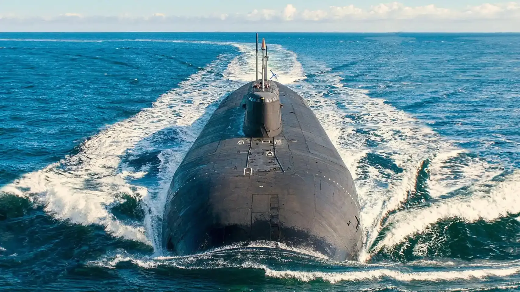 The Belgorod submarine is the largest in the world and carries the Poseidon, a nuclear-powered underwater drone.  (Russian Navy).