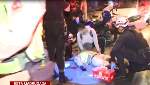 Agente de la Unidad de Tránsito Policía Nacional resultó herido tras accidente en la avenida Aviación. (Captura: Latina)