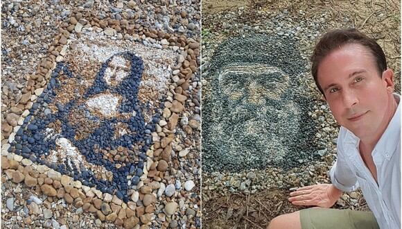 Justin Bateman, el artista que causa sensación por recrear obras de arte usando piedras. (Foto: @pebblepicassos)