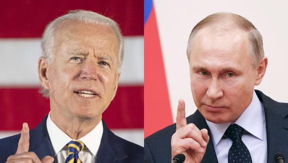 Esta combinación de imágenes de archivo muestra al presidente de Estados Unidos, Joe Biden, y a su homólogo de Rusia Vladimir Putin. (JIM WATSON, GRIGORY DUKOR / AFP).