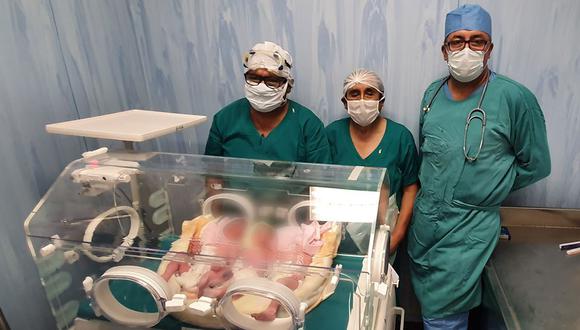 Nacen saludables trillizas en Hospital de Tocache durante el estado de emergencia. (Foto: Diresa San Martín)