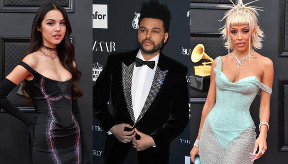 Olivia Rodrigo, The Weeknd y Doja Cat se ubican entre los más nominados a los Billboard Music Awards 2022. (Fotos: AFP)