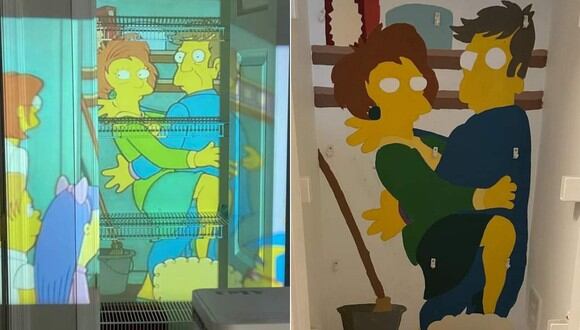 Joven recrea escena icónica de “Los Simpson” en la pared de su casa. (Imagen: @_ArmandoBarreda / Twitter)