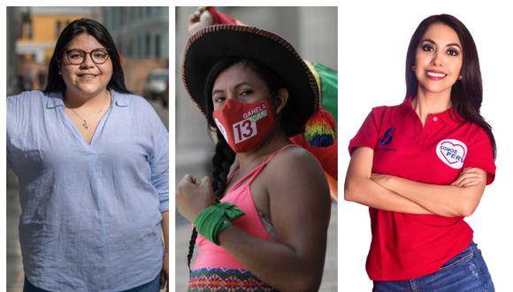 Flor Borja, Gahela Cari y María Eugenia Cerna, tres candidatas que postulan al Congreso.