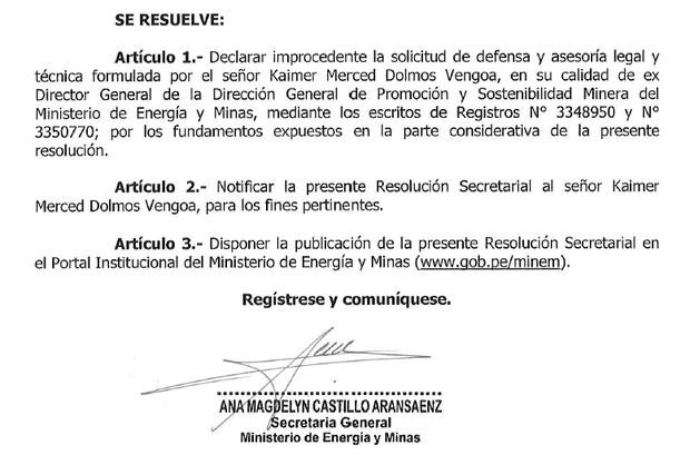 Resolución secretarial 021-2022-Minem