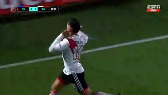 Pablo Solari puso el 1-0 de River Plate vs. Tigre. (Foto: captura ESPN)