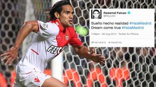 Radamel Falcao tuiteó que se va al Real Madrid y luego lo borró