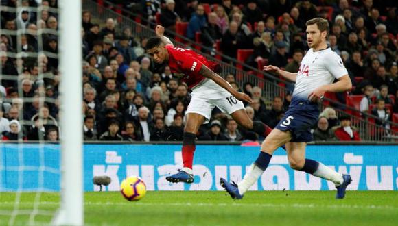 Marcus Rashford colocó el 1-0 para los 'Red Devils' en el Manchester United vs. Tottenham por la Premier League (Foto: AFP)