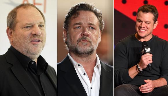 Matt Damon y Russell Crowe habrían impedido que salga un reportaje sobre los abusos del productor Harvey Weinstein. (Fotos: Agencias)