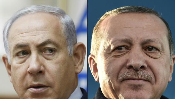 El Primer Ministro de Israel, Benjamin Netanyahu (izq.) y el presidente turco, Recep Tayyip Erdogan. (Foto de RONEN ZVULUN y OZAN KOSE / AFP / ARCHIVO)