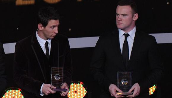 Messi y Rooney en la gala del Balón de Oro en 2012. (Foto: AFP)
