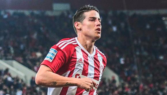 James Rodríguez anotó el segundo gol en la goleada de Olympiacos. Foto: @olympiacos