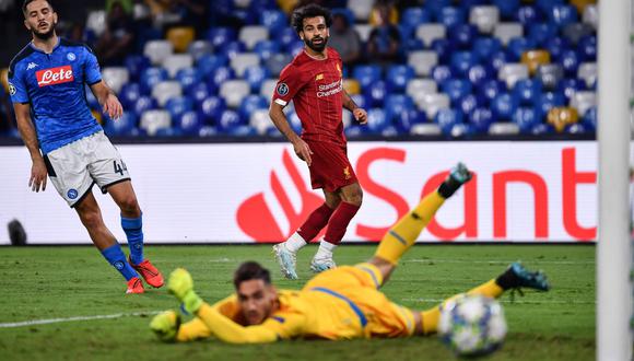 Napoli vs. Liverpool EN VIVO: Meret y la atajada ante soberbio remate de Salah en Champions League | VIDEO. (Foto: AFP)