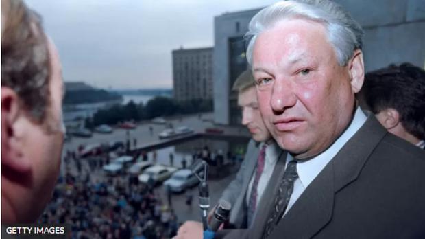 Yeltsin was already in control of the Kremlin when Gorbachev gave his resignation speech.  (GETTY IMAGES)