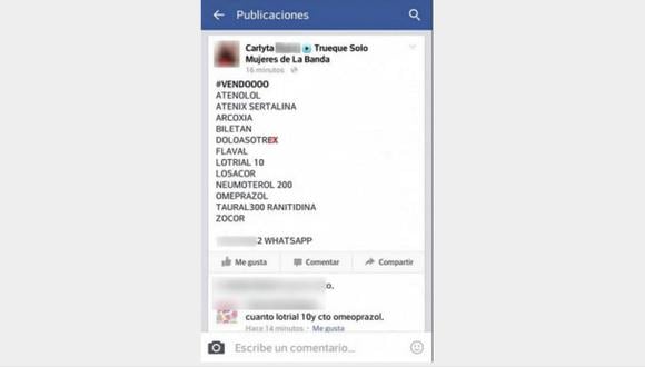 Facebook: venden medicamentos sin prescripción médica