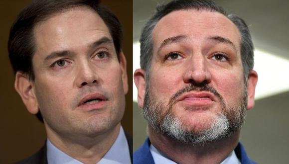 China prohibirá la entrada de los senadores Marco Rubio (izquierda) y Ted Cruz por el tema uigur. (AFP).