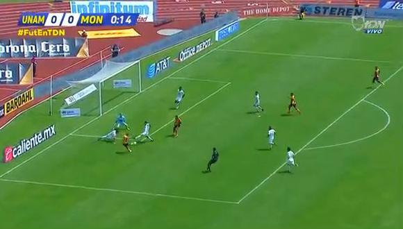 Gastón Lezcano aprovechó que la defensa de Pumas se encontraba dormida para anotar el primer gol de Morelia, por la décima jornada del Torneo Clausura. (Foto: captura de video)