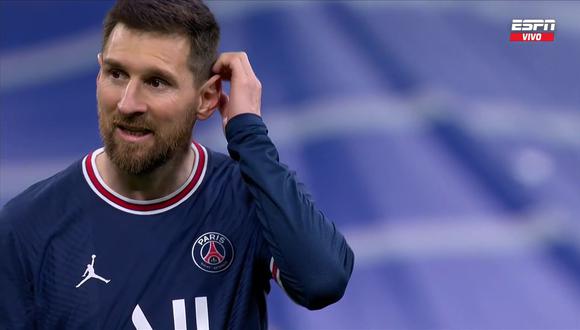 Así fue la reacción de Lionel Messi tras la eliminación del PSG ante Real Madrid. (Foto: Captura ESPN)