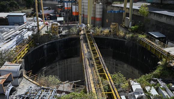 Vista general de la construcción de la Línea 5 del Metro por parte de la empresa brasileña Odebrecht en Caracas, el 18 de marzo de 2022. (Foto de Federico PARRA / AFP)