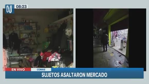 Delincuentes asaltan mercado en Comas. (Foto: Canal N)