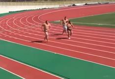 Luchadores de sumo compiten en pista de atletismo | VIDEO