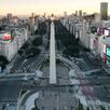 La avenida 9 de julio y el obelisco este jueves en Buenos Aires, durante el paro general de la CGT contra el gobierno de Javier Milei en Argentina. (EFE/Juan Ignacio Roncoroni).