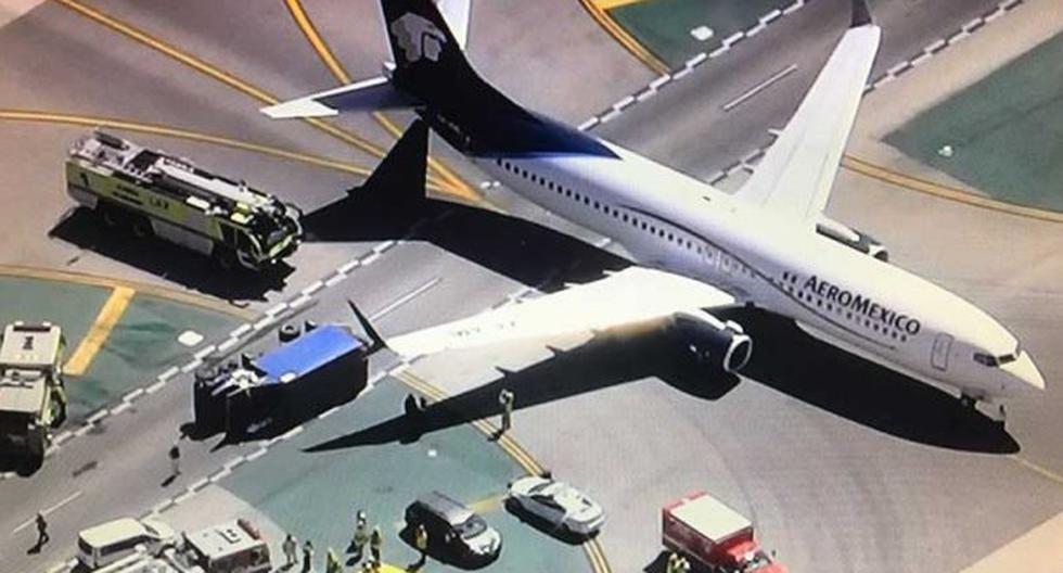 Avión de Aeroméxico protagonizó choque en Los Ángeles. (Foto: Twitter)