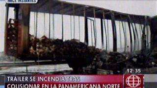 Huacho: 10 mil pollos quedaron carbonizados dentro de camión