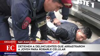 Policía detiene a delincuentes que arrastraron a joven para robarle celular