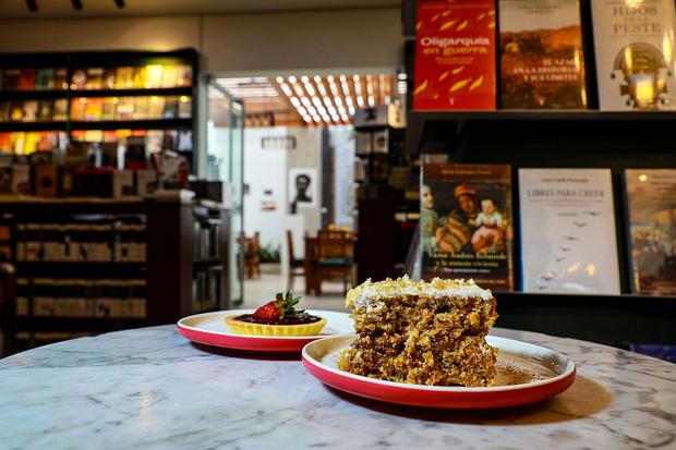 In addition to its desserts such as carrot cake and red fruit tart, Vallejo Librería Café has innovative sandwiches named after writers.  (Juan Ponce / GEC)
