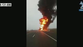 Chincha: camión cisterna que transportaba combustible se incendió en la Panamericana Sur | VIDEO 