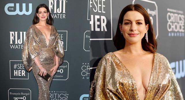 La actriz Anne Hathaway fue una de las mejores vestidas en los Critics Choice Awards. Recorre la galería para ver más detalles de su espectacular vestido. (Foto: AFP)