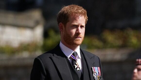 Enrique de Sussex en el funeral de su abuelo, el duque Felipe de Edimburgo. (Foto: AFP)