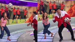 Lorena Álvarez y el Checho Ibarra hacen ‘cabecitas’ para alentar a la selección peruana