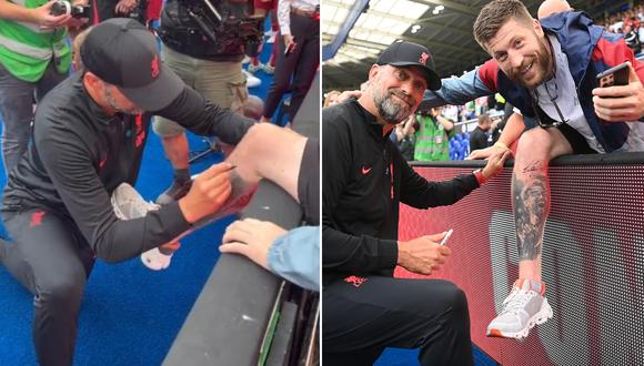 Luego de ganar la Community Shield, el entrenador de Liverpool le firmó la pierna a un aficionado. (Foto: Liverpool)