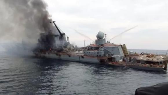Ucrania asegura que hundió el buque insignia ruso Moskva con disparos de misiles Neptune. (MIKE RIGHT/TWITTER).