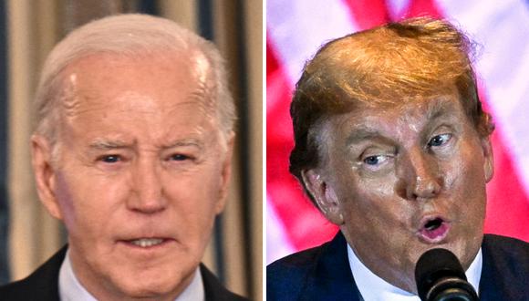 El presidente de Estados Unidos, Joe Biden; y, el expresidente y candidato republicano, Donald Trump. (Fotos de Brendan SMIALOWSKI / Chandan KHANNA / AFP)