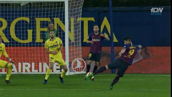 La enorme conquista de Suárez a segundos de acabar el Barcelona vs. Villarreal. (Foto: captura de pantalla)