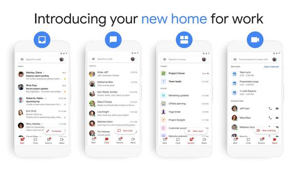 El nuevo diseño que prepara Google para integrar Chat, Rooms y Meet. (Difusión)