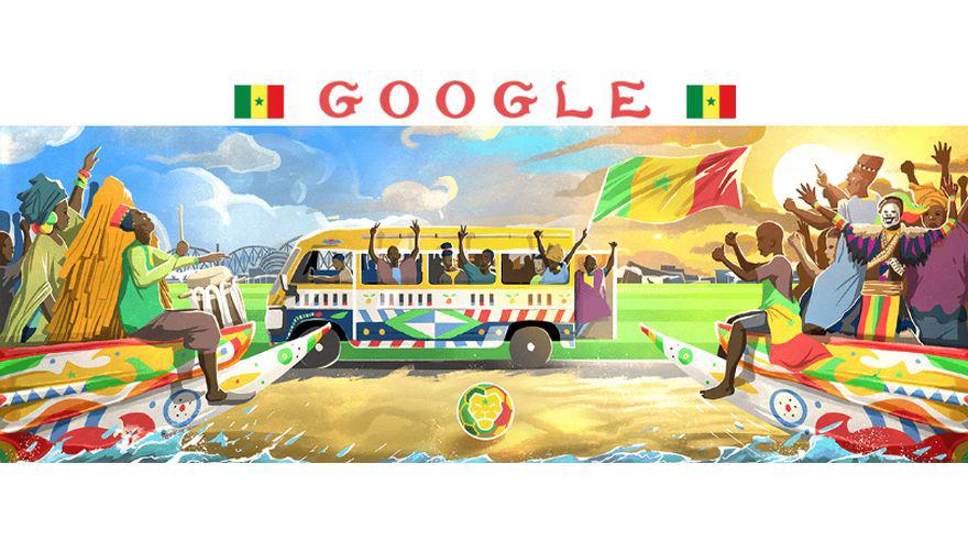 Foto 3 | El doodle para Senegal fue creado por Pamplemus, quien dice que "en mi país, el fútbol es algo especial. Apoyamos a nuestro equipo nacional con pasión. Además, las personas están acostumbradas a jugar con sus seres queridos por la tarde en la playa y a debatir sobre los juegos". (Foto: Google)