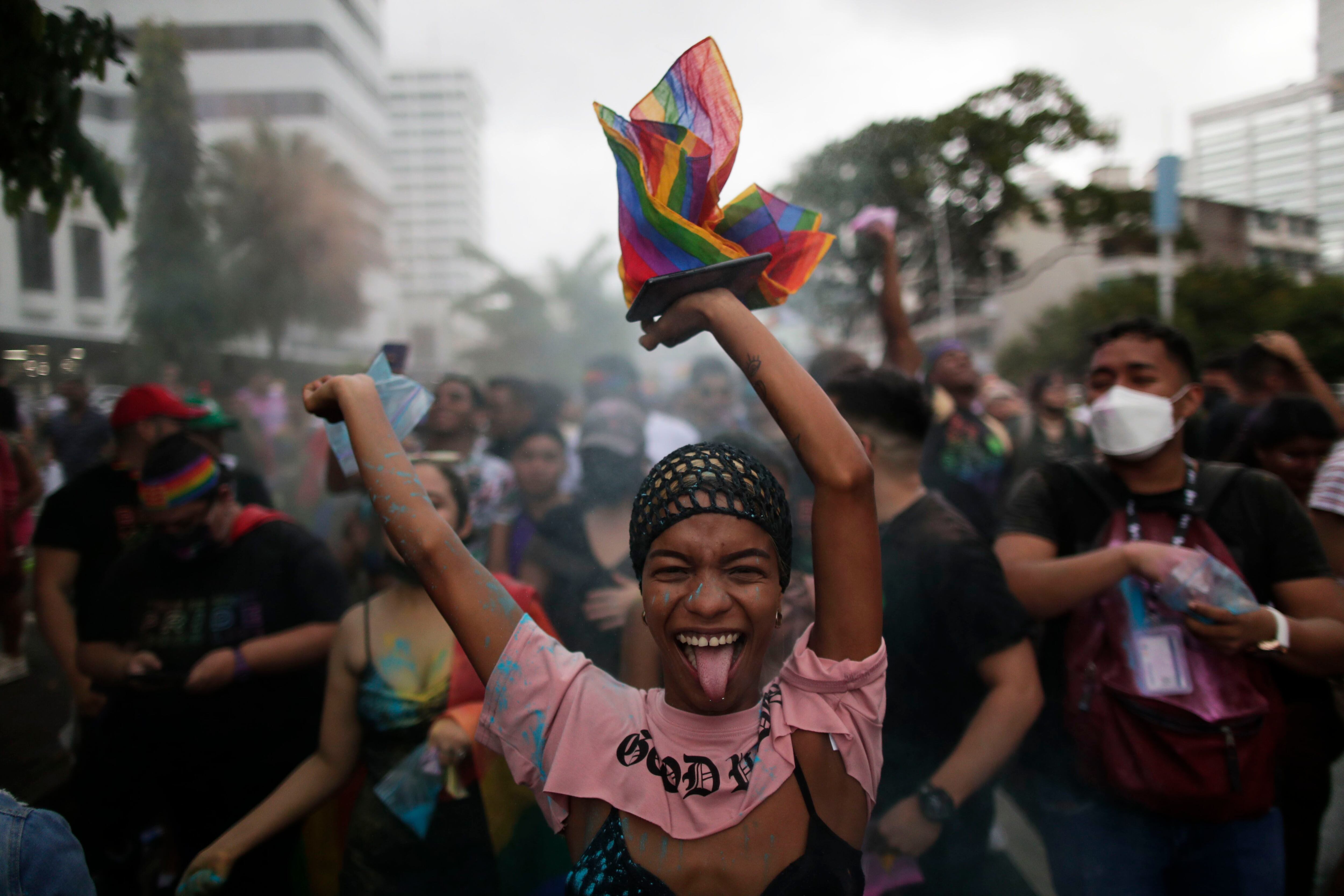Hundreds of people march as part of the LGBTI+ Pride, in Panama City (Panama).