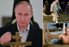 Putin se baña en aguas heladas y celebra Epifanía ortodoxa