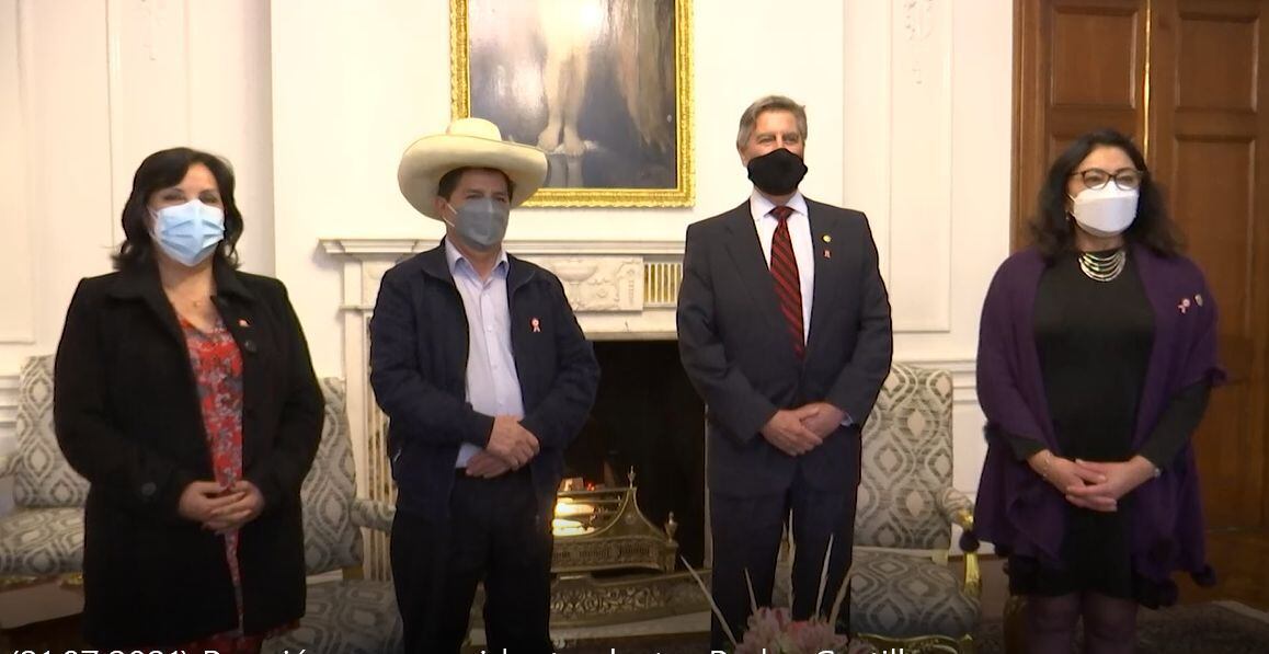Pedro Castillo y Francisco Sagasti sostienen su primera reunión en Palacio de Gobierno (Captura de pantalla)