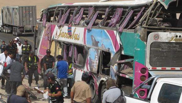 Bus interprovincial chocó contra poste y hiere a diez personas
