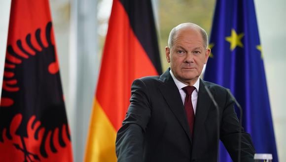 El canciller alemán Olaf Scholz durante una conferencia de prensa de la 'Conferencia de los Balcanes Occidentales' en la Cancillería en Berlín, Alemania, el 03 de noviembre de 2022. (Foto de EFE/EPA/CLEMENS BILAN)