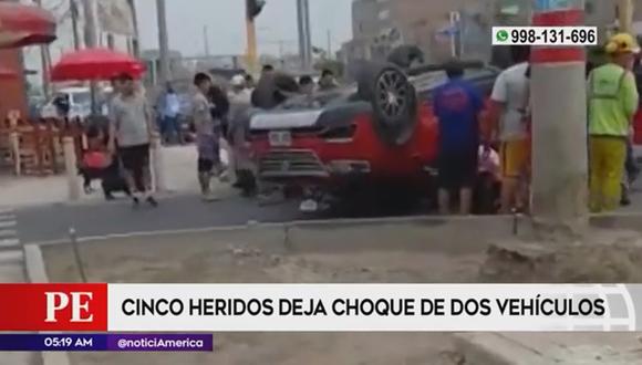 Cinco heridos deja choque de dos vehículos en Comas. (Foto: América Noticias)