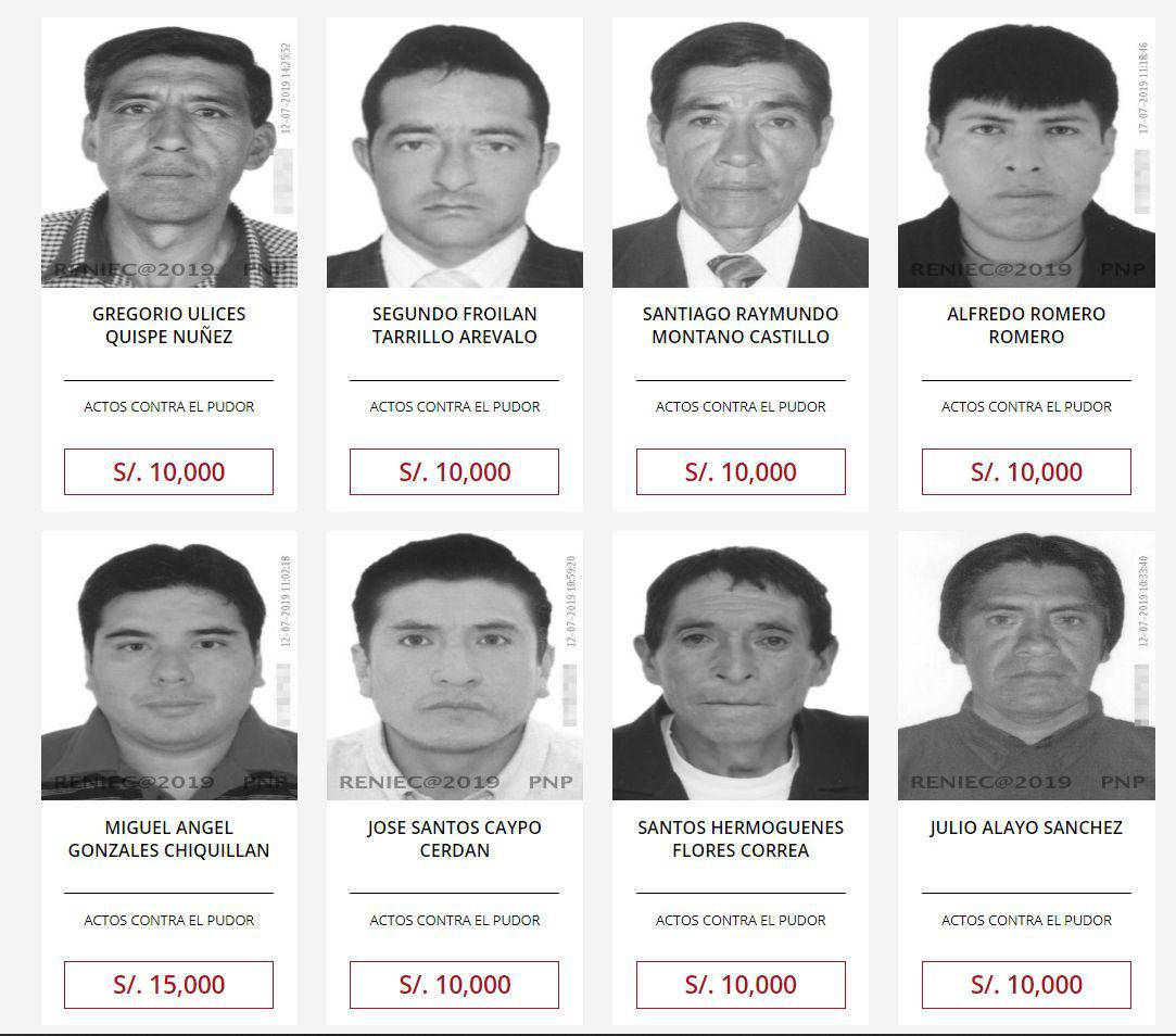 Los más buscados por actos contra el pudor