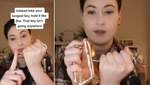 A través de un video, una mujer reveló cómo agarrar correctamente una llave para defensa personal. (Foto: @faesfx / TikTok)