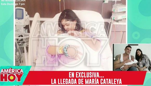 Christian Domínguez y Pamela Franco presentaron a su bebé en televisión. (Foto: Captura de video)