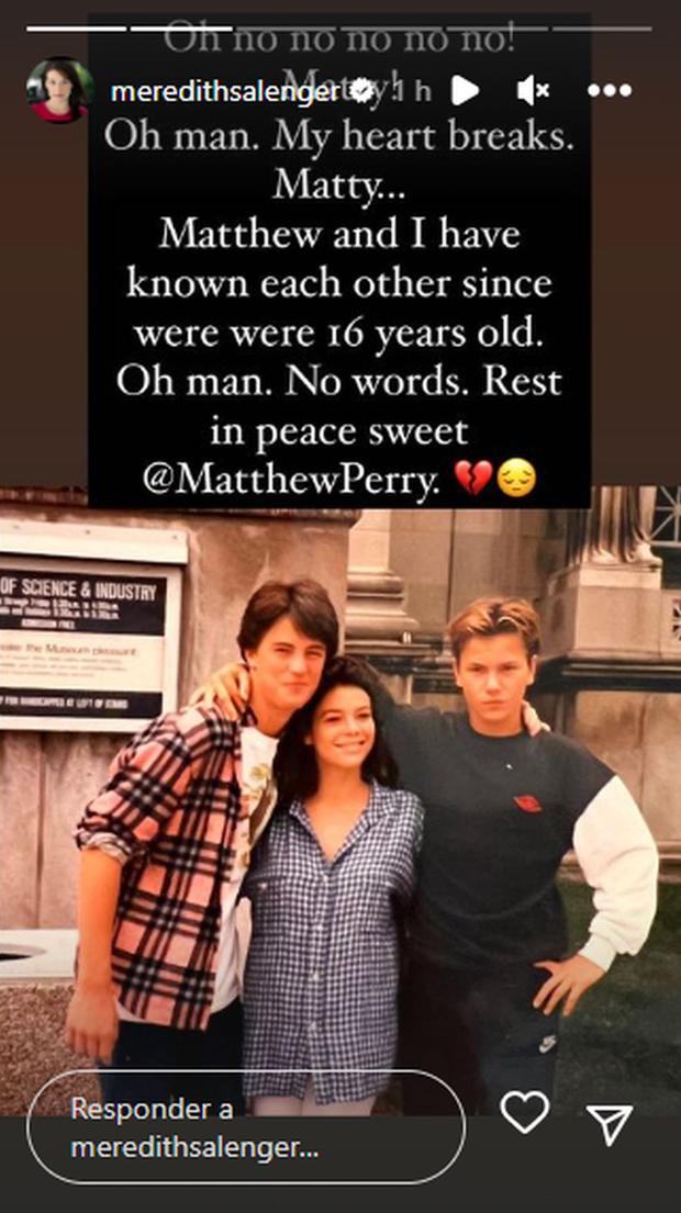 El sentido mensaje de la actriz a Matthew Perry (Foto: Meredith Salenger / Instagram)